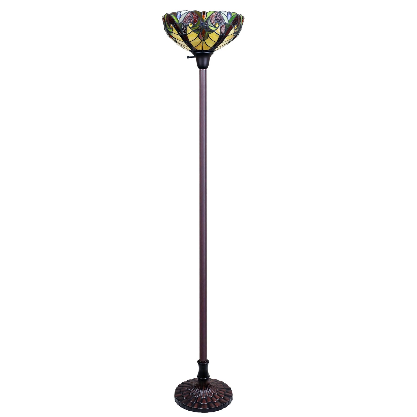 Chloe Lighting Adia Victorian Torchiere Floor Lamp 1-Light 14in Shade Multicolor Dark Bronze Model CH38632AV14-TF1