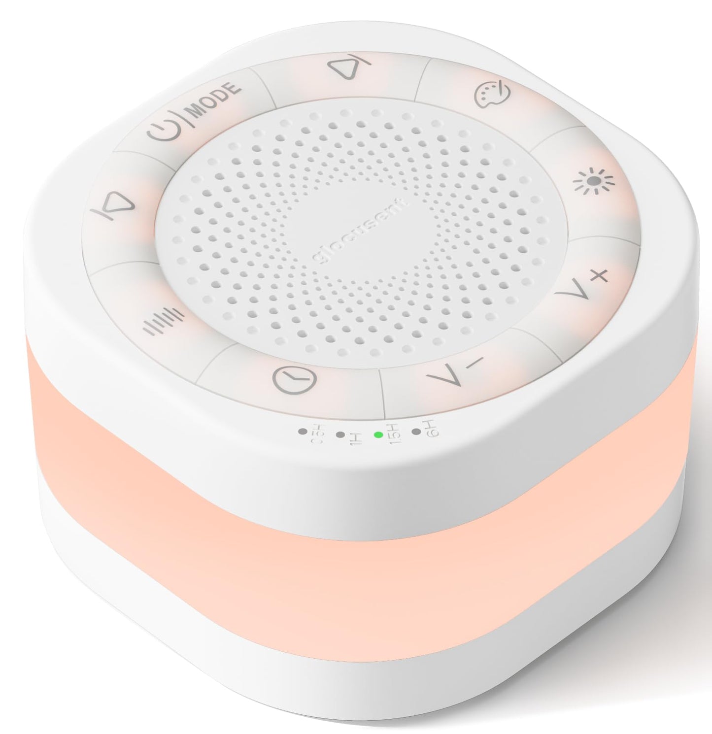 Glocusent White Noise Sound Machine for Sleep, 44 Sounds Includes White Pink Brown Noises & Alpha Brainwaves, Dual-Track Combination for Baby Kids & Adults, 2 Gradient, Breathing & 8 Static Colors