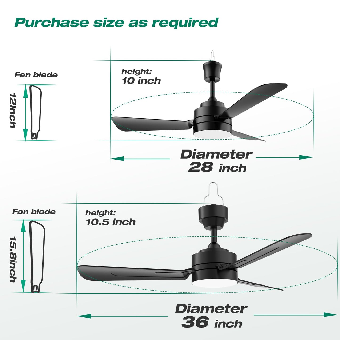 Pblala Ceiling Fans With Lights,28 Led Fan Light Hanging With Hook,Plug In Ceiling Fan Light,Hook Type Ceiling Fan,35W,3000-6500