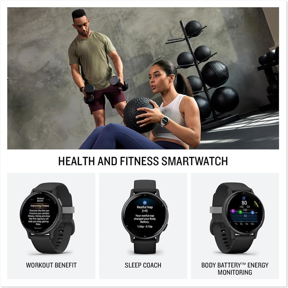 Garmin vívoactive 5, Health and Fitness GPS Smartwatch, AMOLED Display, Up to 11 Days of Battery (Renewed) (Black)