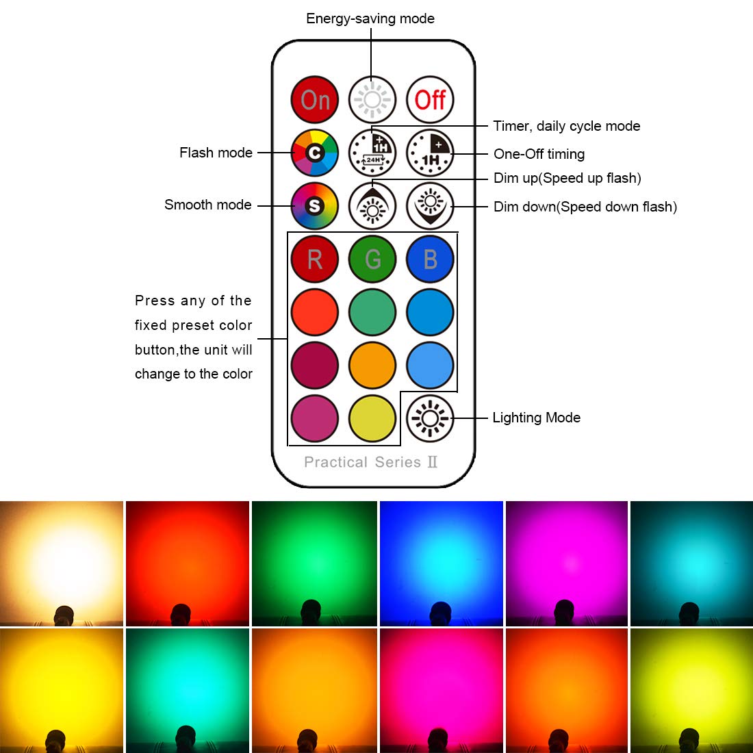 Yangcsl GU10 LED Bulbs, Color Changing, 400LM, 45° Beam Angle, 6 Pack, RGB + Warm White, Mood Lighting