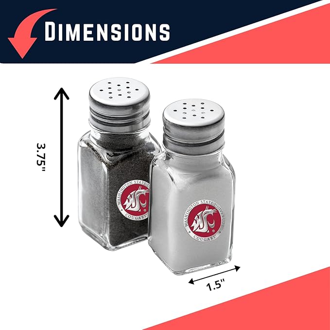 Heritage Pewter Washington State University Salt and Pepper Shaker Set of 2 Bottles | Expertly Crafted Pewter Glass