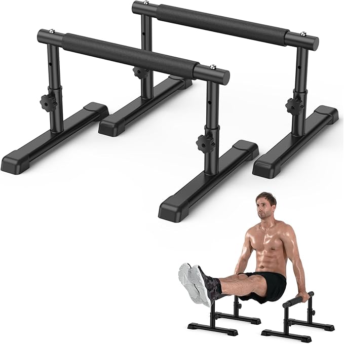 IMAYCC Parallettes Bars, Adjustable 7.5" and 10.6" High Push Up Bars Strength Training For Handstands, Full Planche & Dip...