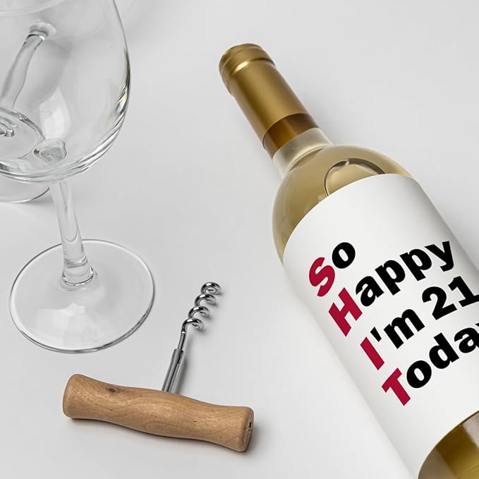 8 Pcs 21st Birthday Gifts for Her Him Wine Labels, 21 Year Old Birthday Gifts for Her Women Men Wine Bottle Labels, Happy 21st Birthday Party Decorations for Her Him Wine Bottle Stickers