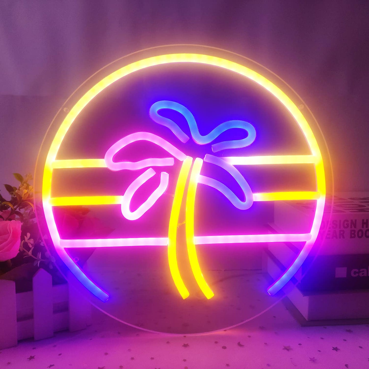 GMMLLG Neon Sign - Dimmable Tropical Coconut Palm Tree - Strong Transparent Acrylic - 12inx12in - Aesthetic Wall Decor