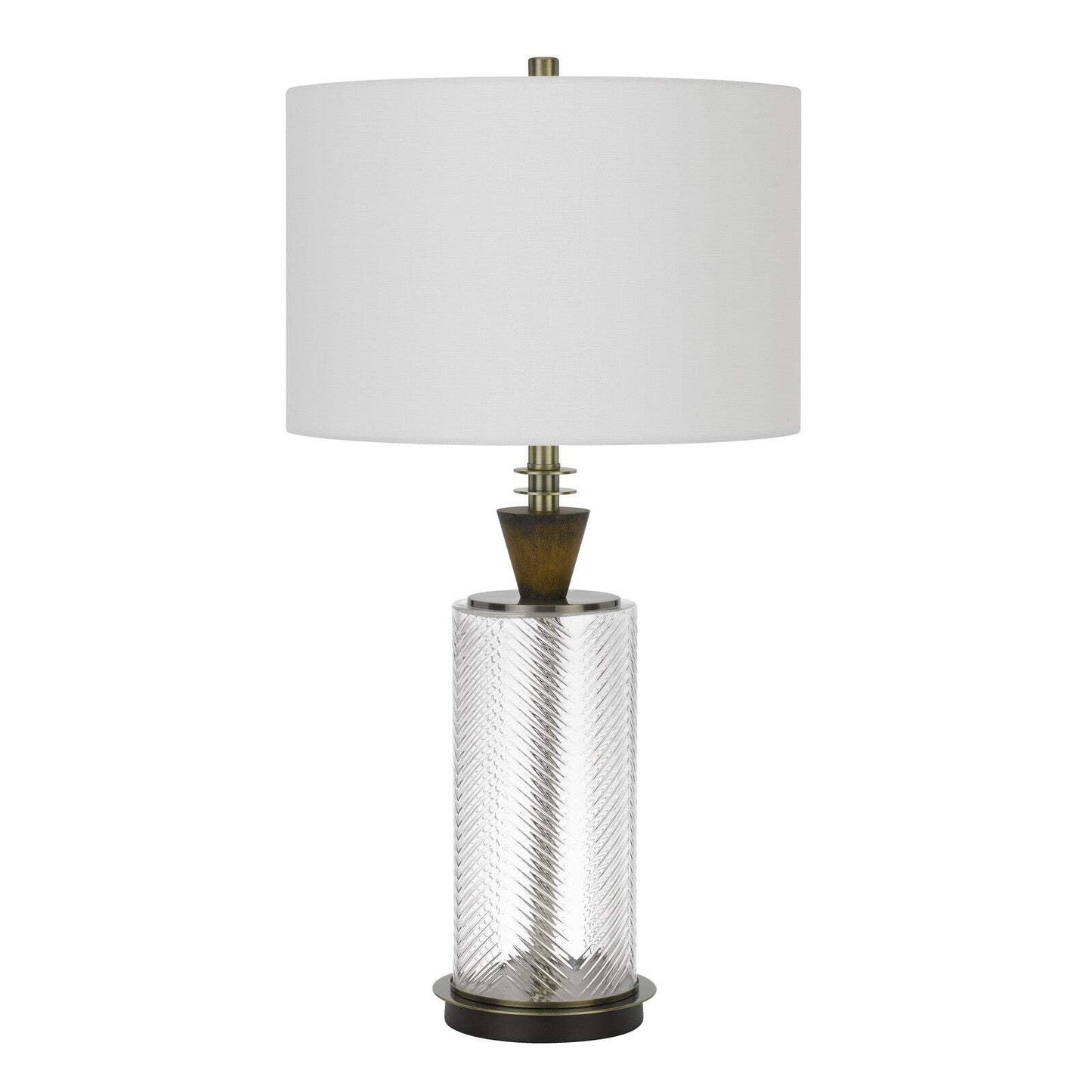 HomeRoots Metal Table Lamp with Empire Shade, 30 in., Clear & White, Model 524712