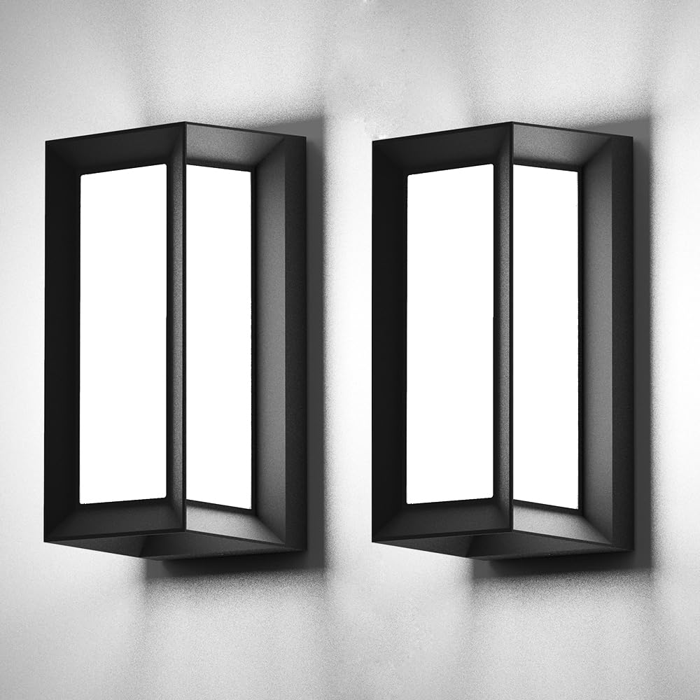 Sytmhoe Outdoor Wall Lights, 2-Pack LED Sconce, IP65 Waterproof, 3-Color, Matte Black, Model 4021-3CCT2P