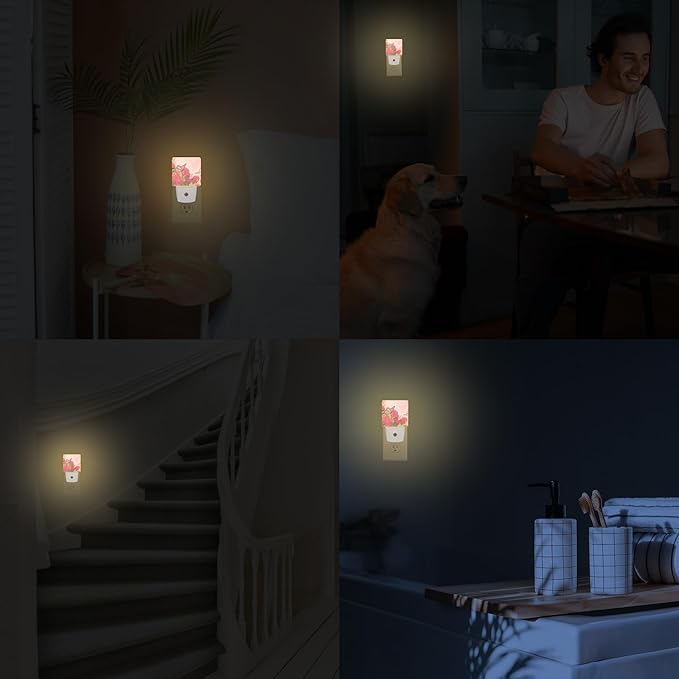 Butterfly and Flower Night Lights Plug into Wall for Girls Boys Room, Night Lights LED Lamp with Dusk to Dawn Sensor Nightlight for Bedroom Kitchen Bathroom Hallway Home Wall Decor