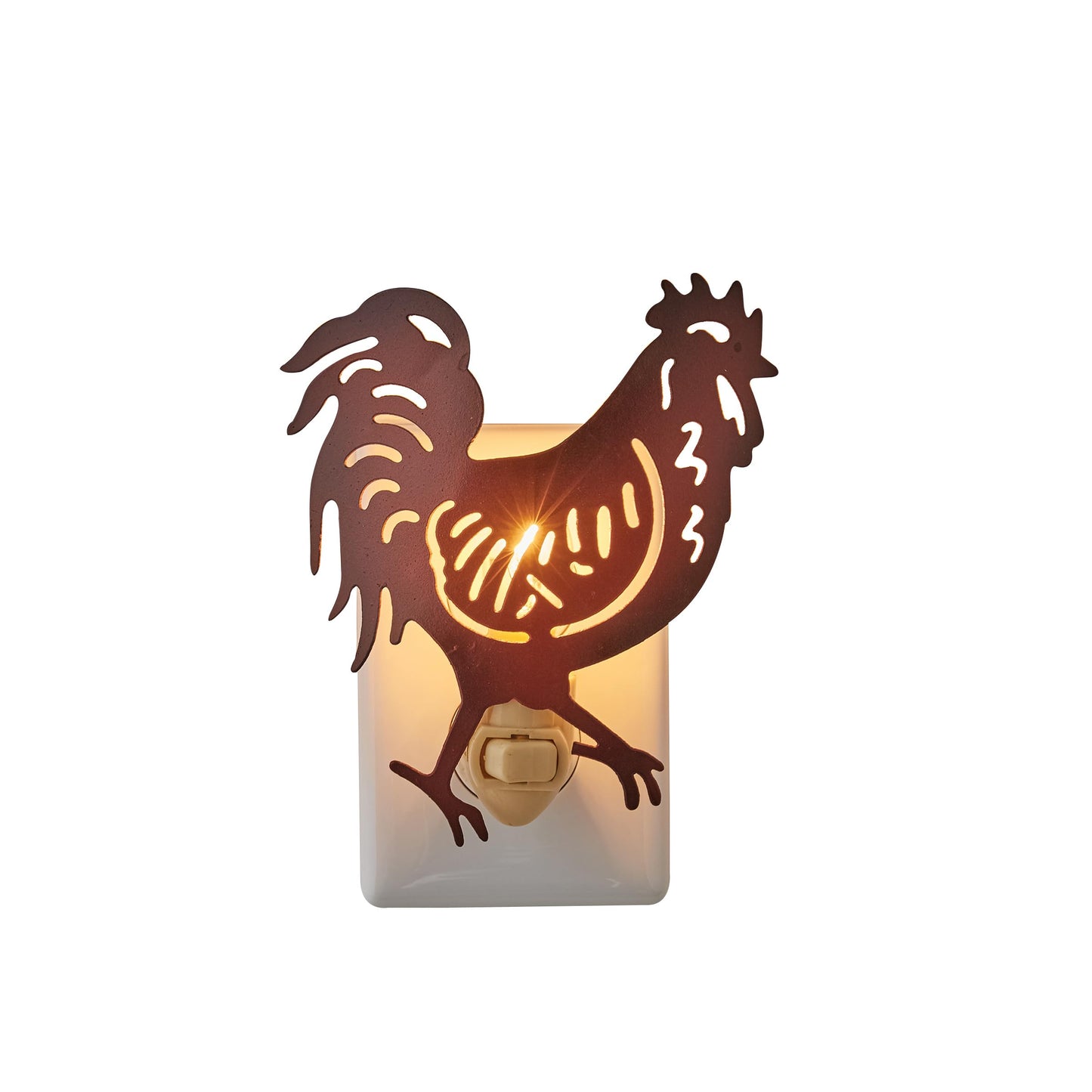 Park Designs Red Rooster Night Light, 6inH x 4.5inW x 1.5inD, Rooster Red, Model 25-056