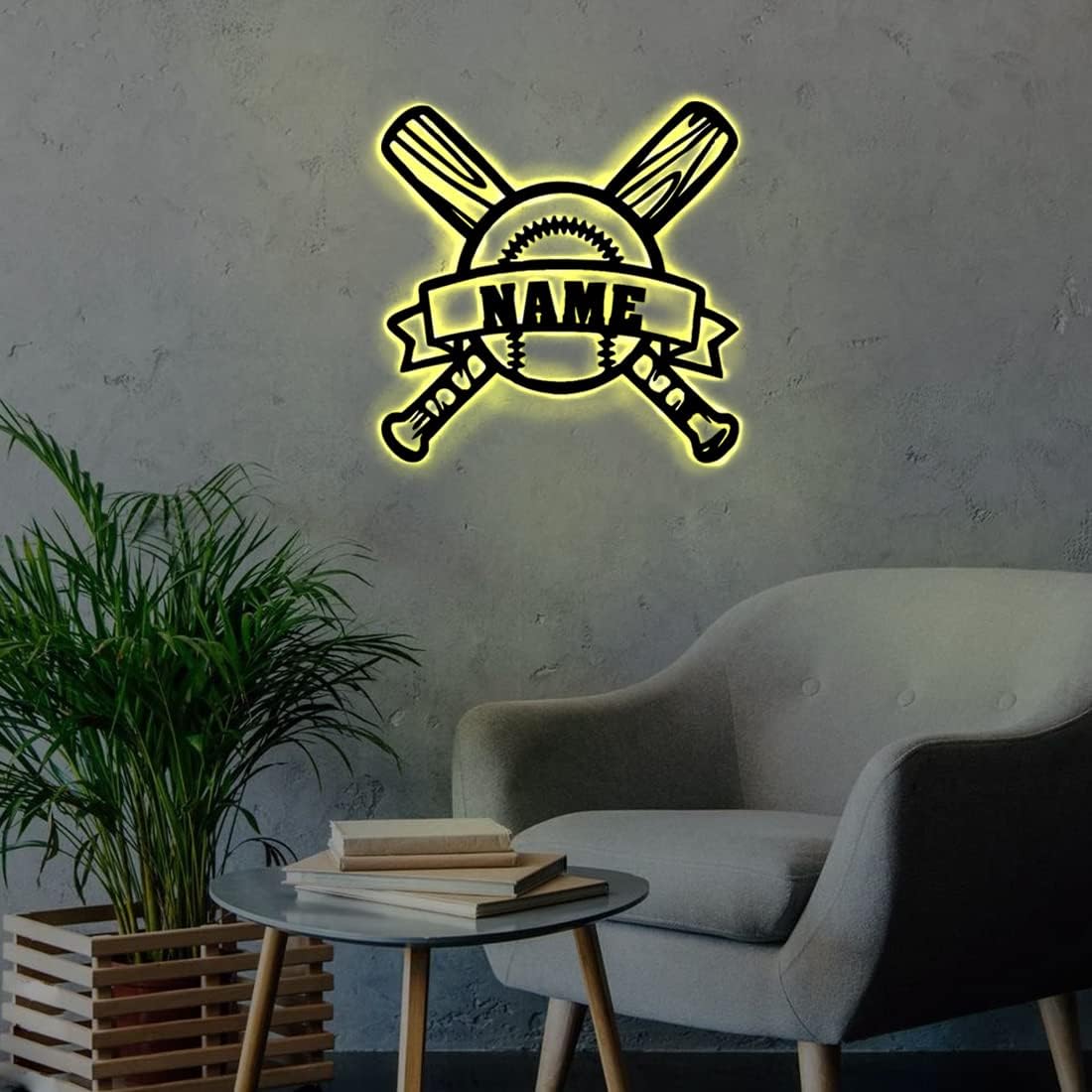 Personalized Name 7 Colors Baseball lamp Custom Baseball Wall Art Night Light LED Name Sign Gift for Men Baseball Lover