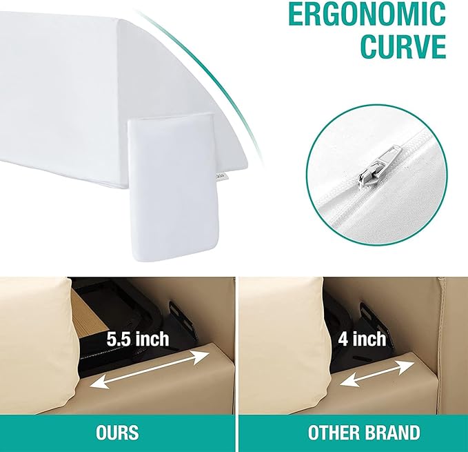 Vekkia Twin Bed Wedge Pillow for Headboard/Wedge Pillow Headboard/Bed Gap Filler/Headboard Pillow,Pillow Wedge for Headboard Gap Between Mattress and Headboard,Stop Loosing Your Pillows(White)