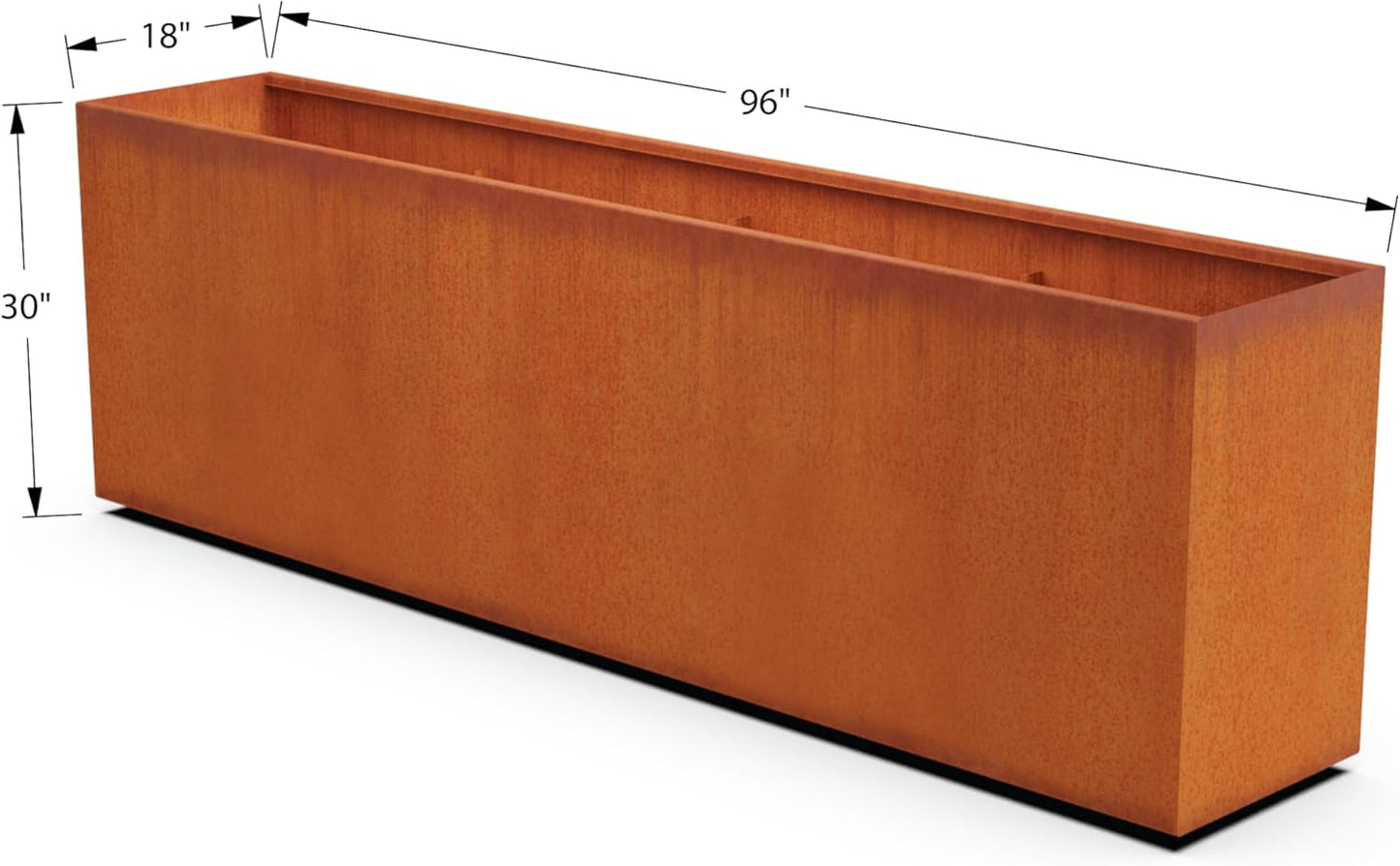 Large Rectangular Planters for Outdoor Plants – 96x18x30 Corten Steel Planter | Extra Large Outdoor Planters for Patio Divider or Tall Raised Garden Bed | Heavy Duty Metal Planter Box