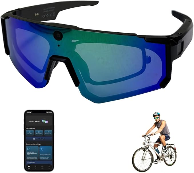 Padom Al Smart Glasses with Camera 4K, 8MP HD POV Video Recording Glasses with Camera, Built-in Storage(No SD Card Neede...