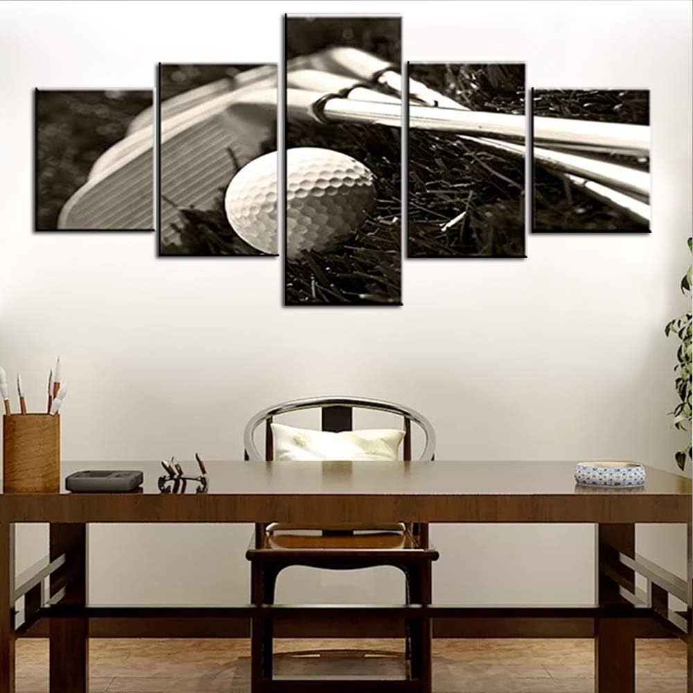 Golf Pictures Golfing Sport Wall Art for Living Room Multi Panel Prints on Canvas Black and White Artwork Landscape Paintings Modern Home Decor Wooden Framed Gallery-Wrapped Ready to Hang(50''Wx24''H)