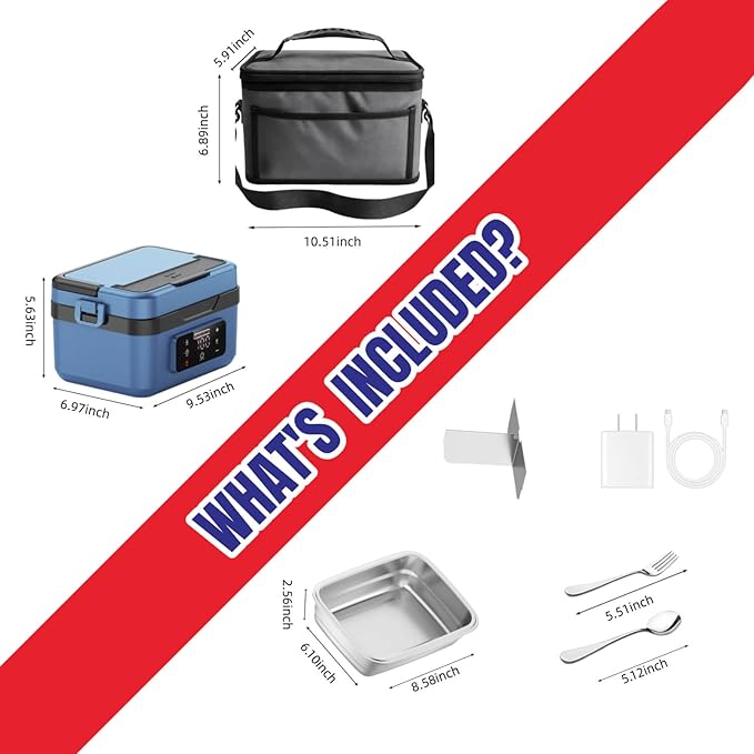 Cordless Electric Lunch Box, Heated Portable Food Warmer with 10000mAh Battery, 1L/1.5L Capacity, 3-Modes for Office Car Travel