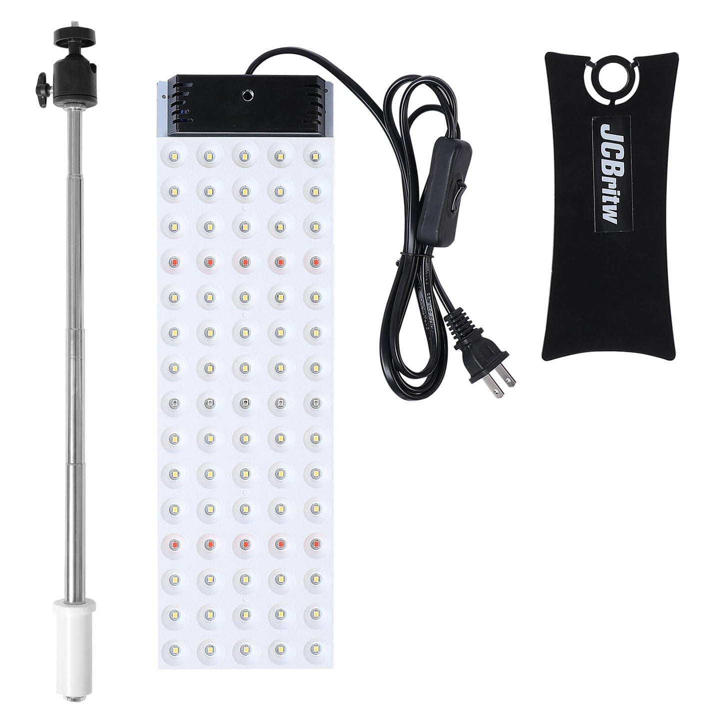 JCBritw LED Grow Light with Stand, 50W Full Spectrum, White, Model: Standing Panel Series, Ideal for Seed Starting and Flowering