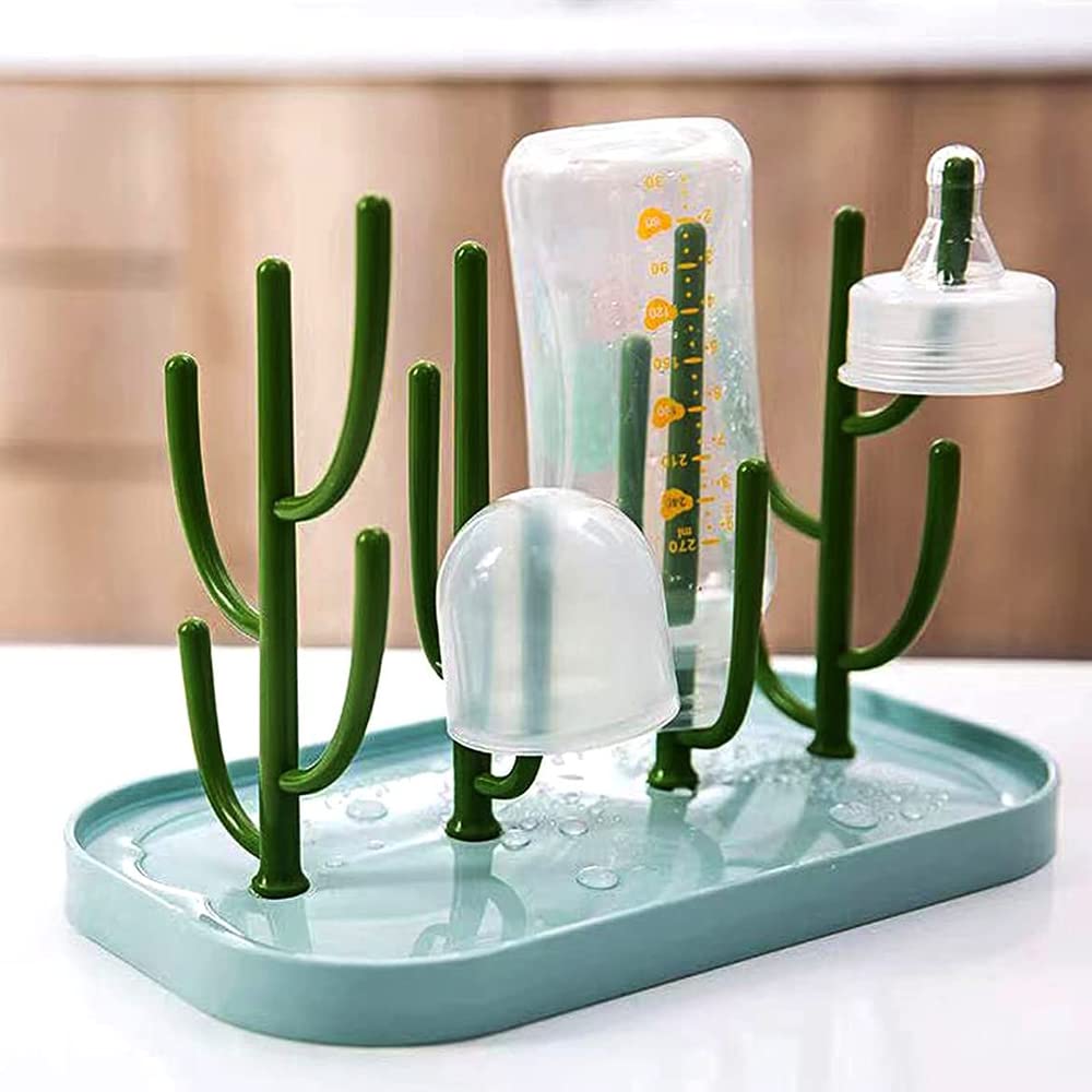 SHxxyljh Baby Essentials,Bottle Drying Rack,Baby Bottle Drying Rack,Drying Rack for Kitchen Counter,Detachable Bottle Dryer Holder with Base.for Nipples,Cups,Pump Parts and Accessories(Green)