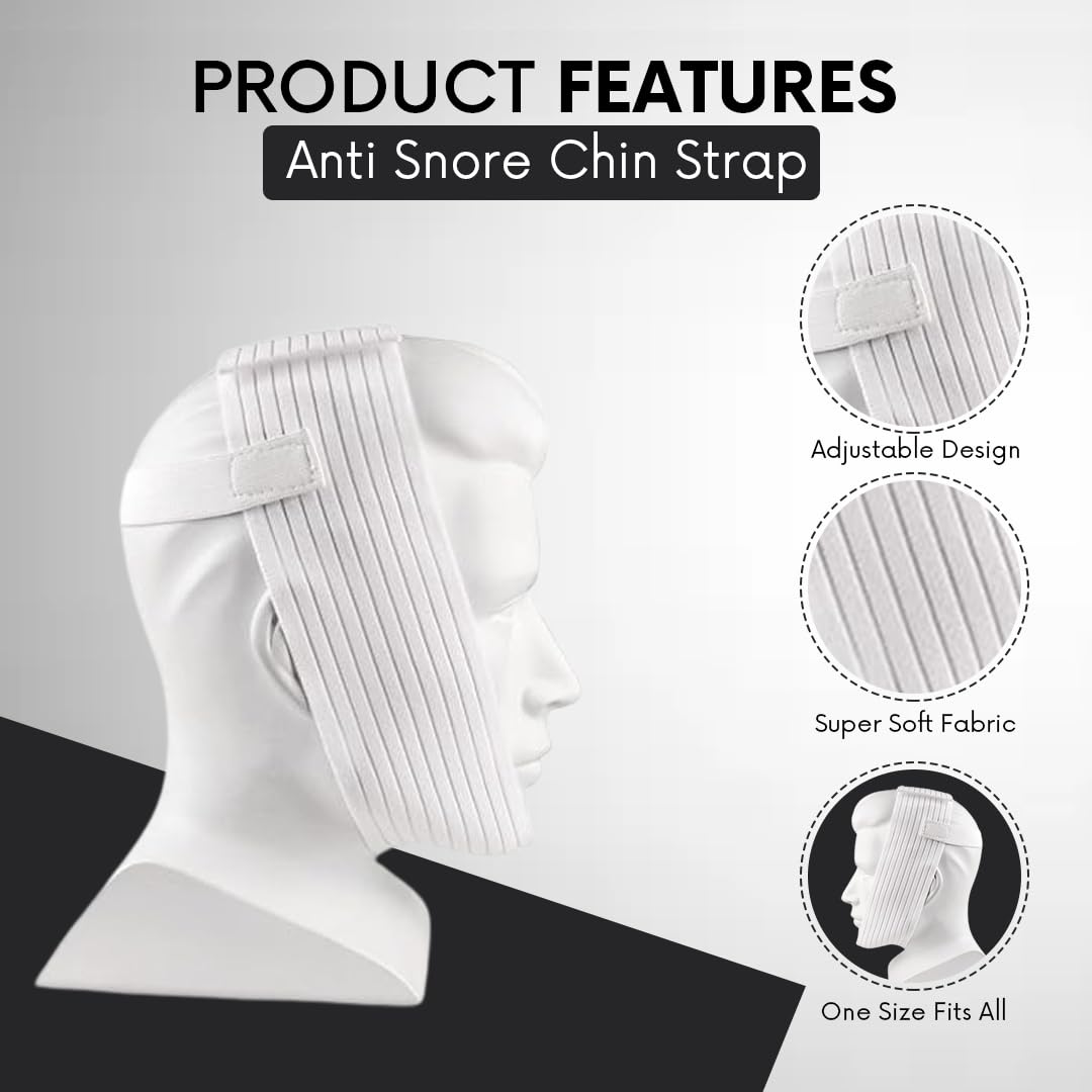 Bistras Super Deluxe White Chin Strap for Cpap Users - Anti Dry Mouth- Anti Snore Chin Strap Great Sleeping Solution for Men and Women to Keep Mouth Closed While Sleeping (1 pk)