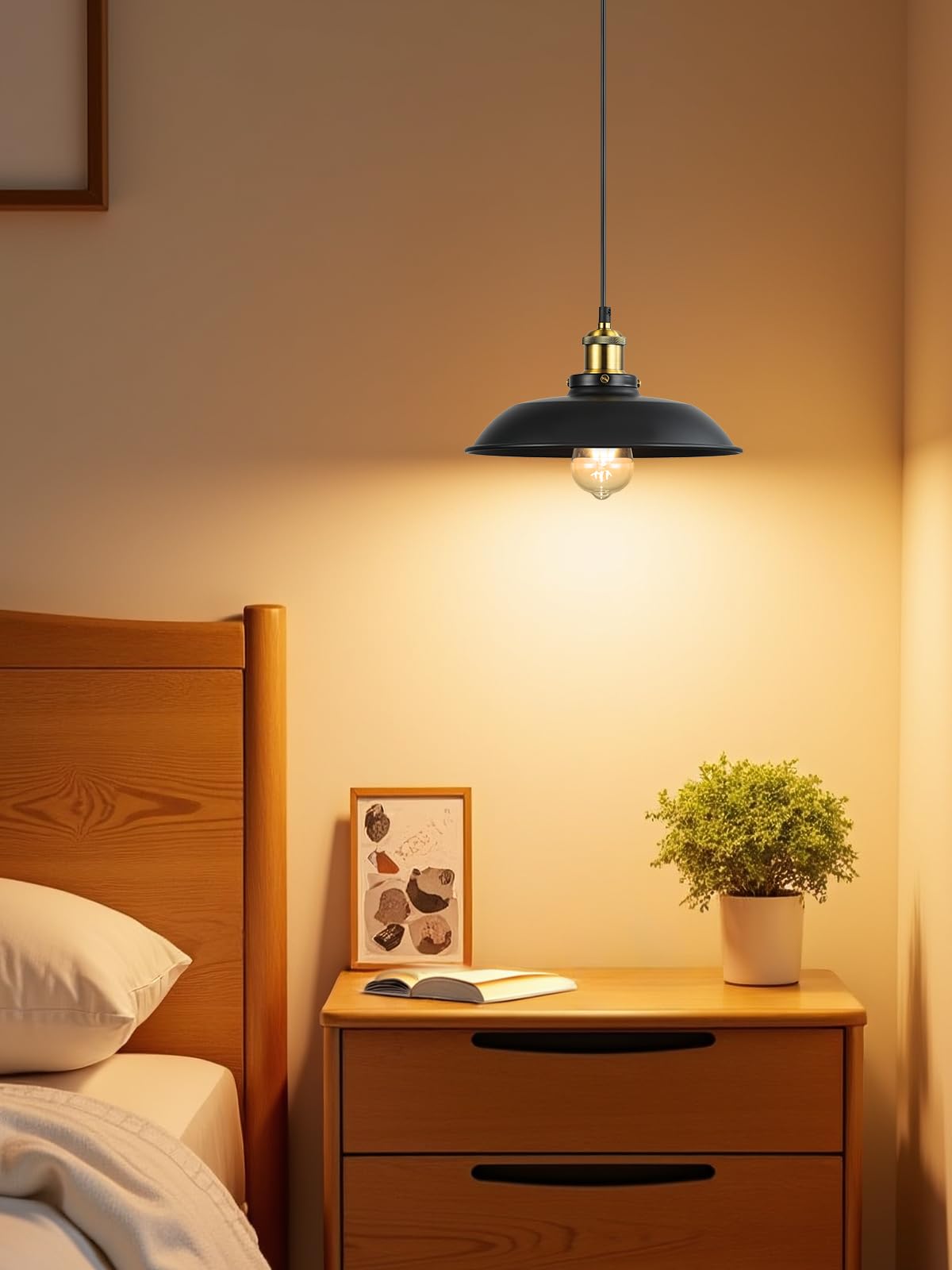 Newrays Industrial Pendant Light Fixture, Metal, Model PD-28, 1 Pack-D28, Black for Restaurant, Hallway, Dining Room