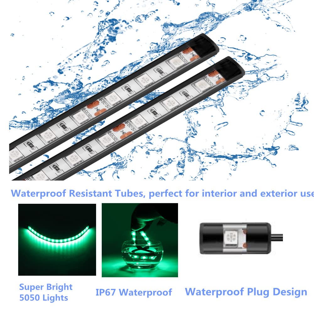 Vbakor Boat Led Strip Lights  4 Pcs 24 Marine Interior Courtesy Deck Navigation Lights  Super Bright Waterproof Marine Led Lights Strip For 12V Pontoon Fishing Boat Yacht Kayak Sailboat (Green)