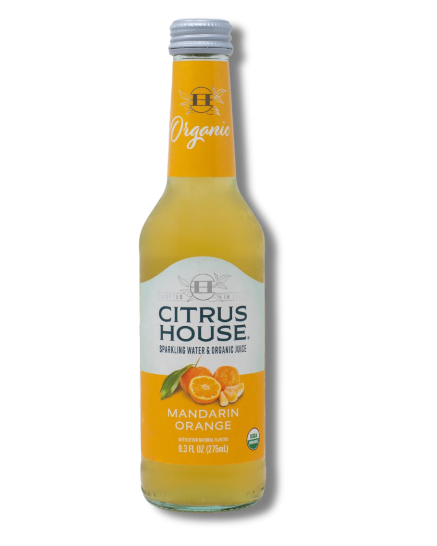 Citrus House Organic Sparkling Juice  Mandarin Orange  Modern Italian Soda  No Added Sugar  No Preservatives  9.3 Fl Oz Glass Bottle (Pack of 12)