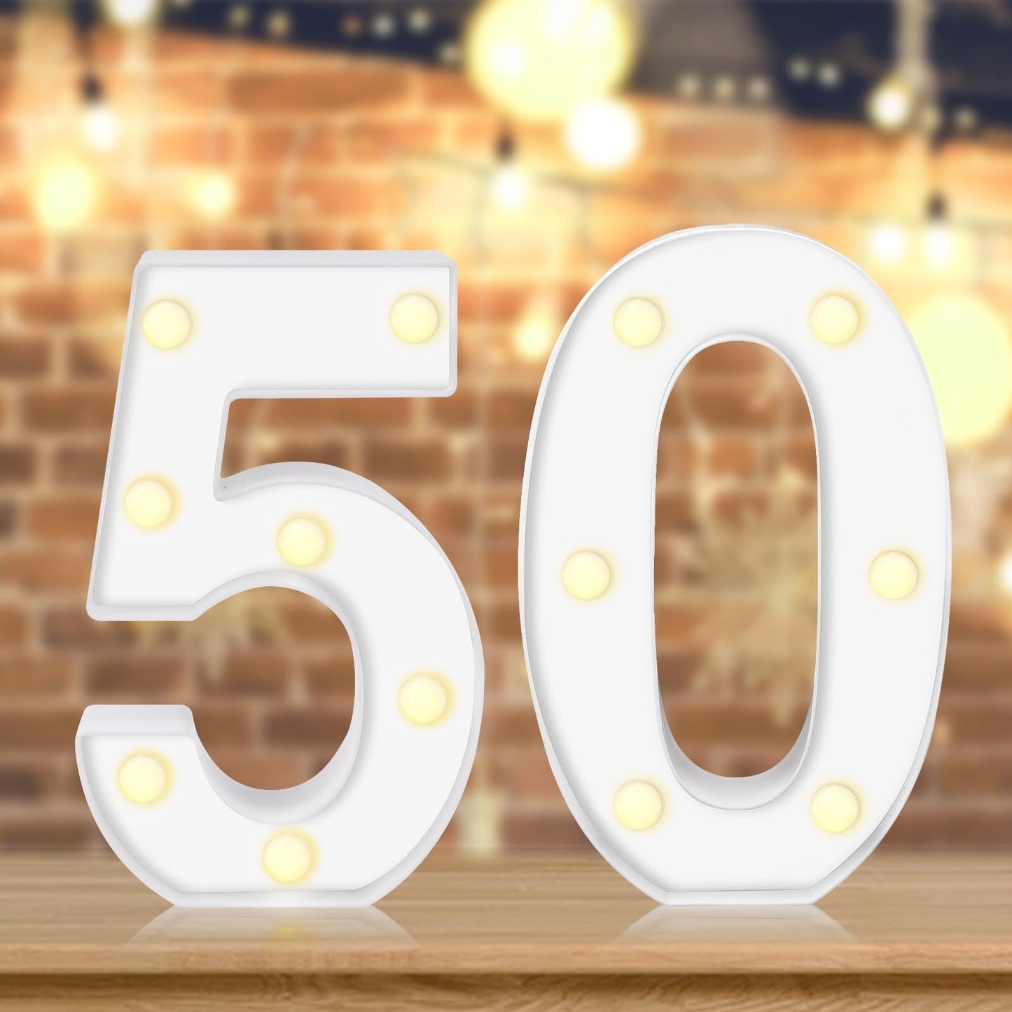 8.7In 50Th Birthday Decorations Gifts For Her Him  Light Up Numbers Decorative Sign For 50Th Birthday Wedding Work Anniversary Backdrop Table Wall Decor(White)