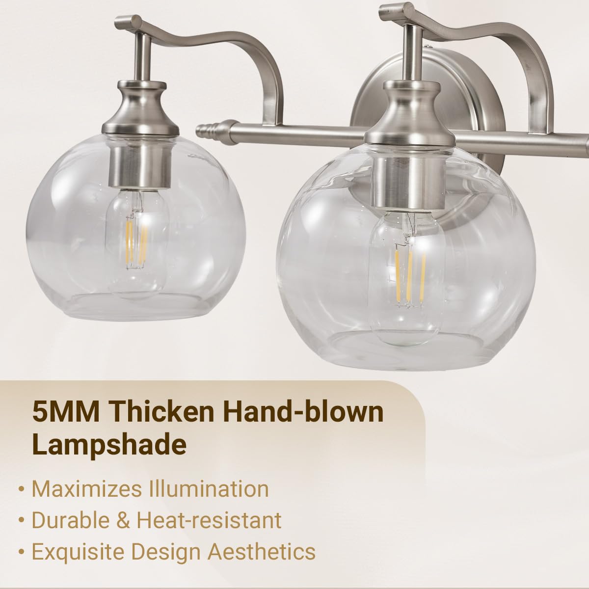 Andy Star 3 Light Bathroom Vanity Lights  Modern Wall Sconces Lighting  Silver Bathroom Lights With Clear Glass Shades  Bath Wall Lights Wall Lamp For Mirror  Living Room  Kitchen  Hallway