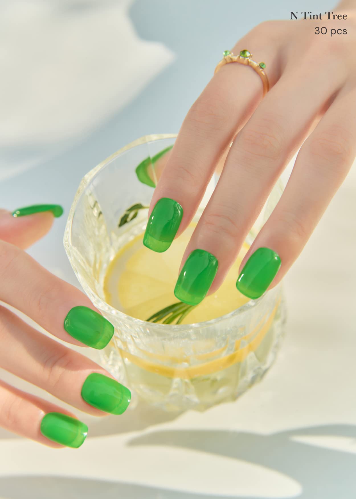 ohora Semi Cured Gel Nail Strips (N Tint Tree) - Green, Tint, Works with Any UV/LED Nail Lamps, Salon-Quality, Long Lasting, Eas