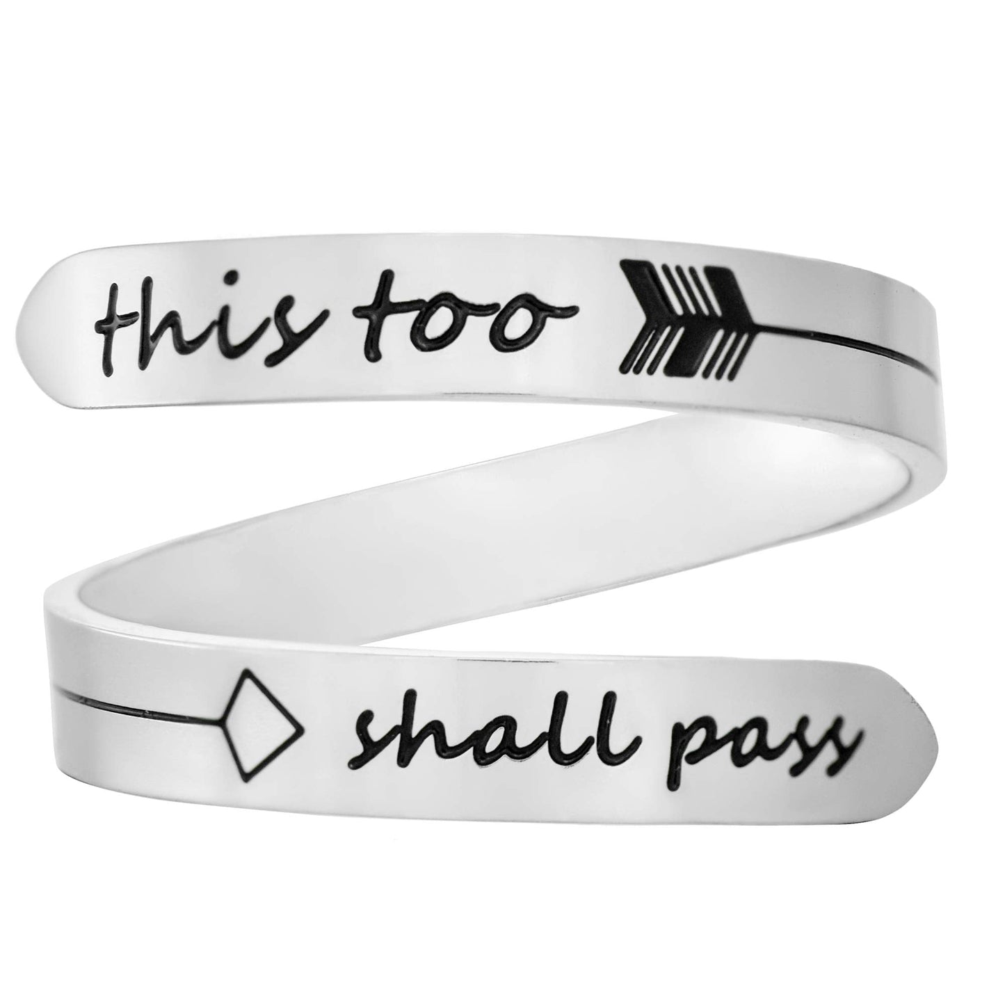 Vrycot This too Shall Pass Adjustable Stainless Steel Silver Inspirational Opening Cute Hiphop Band