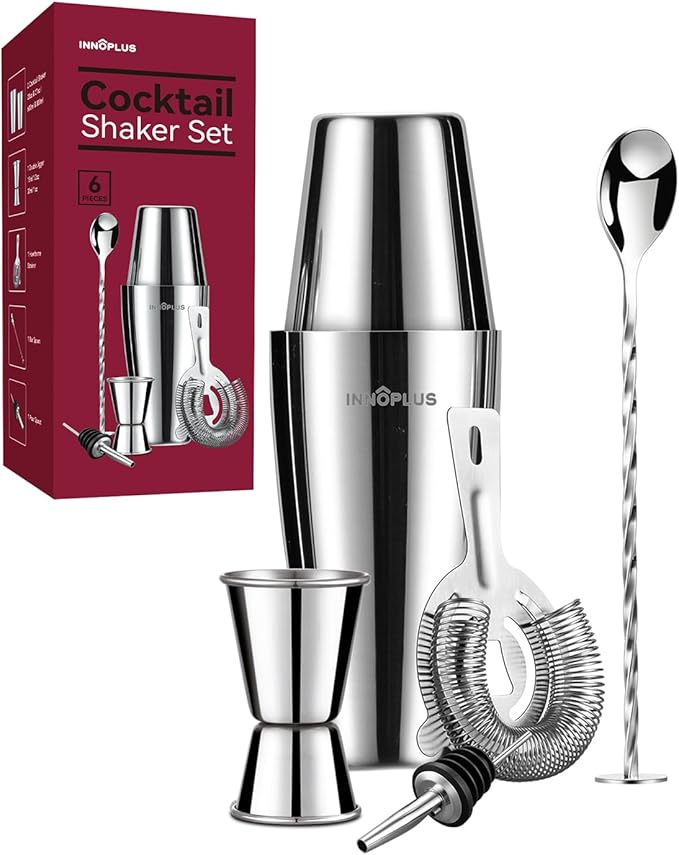 Cocktail Shaker, 27OZ Martini Shaker, Drink Shaker, Cocktail Shaker Set 6 Pcs,Boston Shaker, Bar Set, Cocktail Strainer, B...