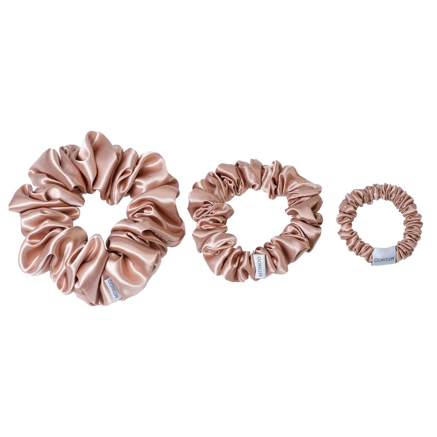 MTSNOO 100% Pure 22 Momme Mulberry Silk Mini Scrunchies with Elastic Band - 3 Pack Curly Hair Ties Ropes Set for Women Girls