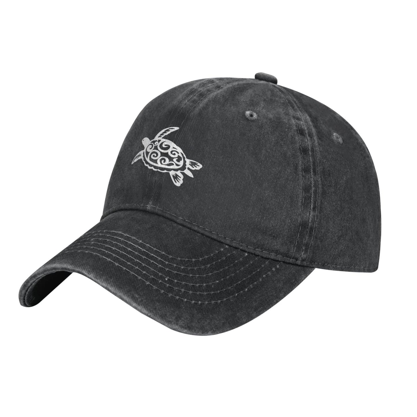 Turtle Baseball Cap Cotton Washed Denim Ball Hat Fashionable Adjustable Tortoise Cap for Men Women