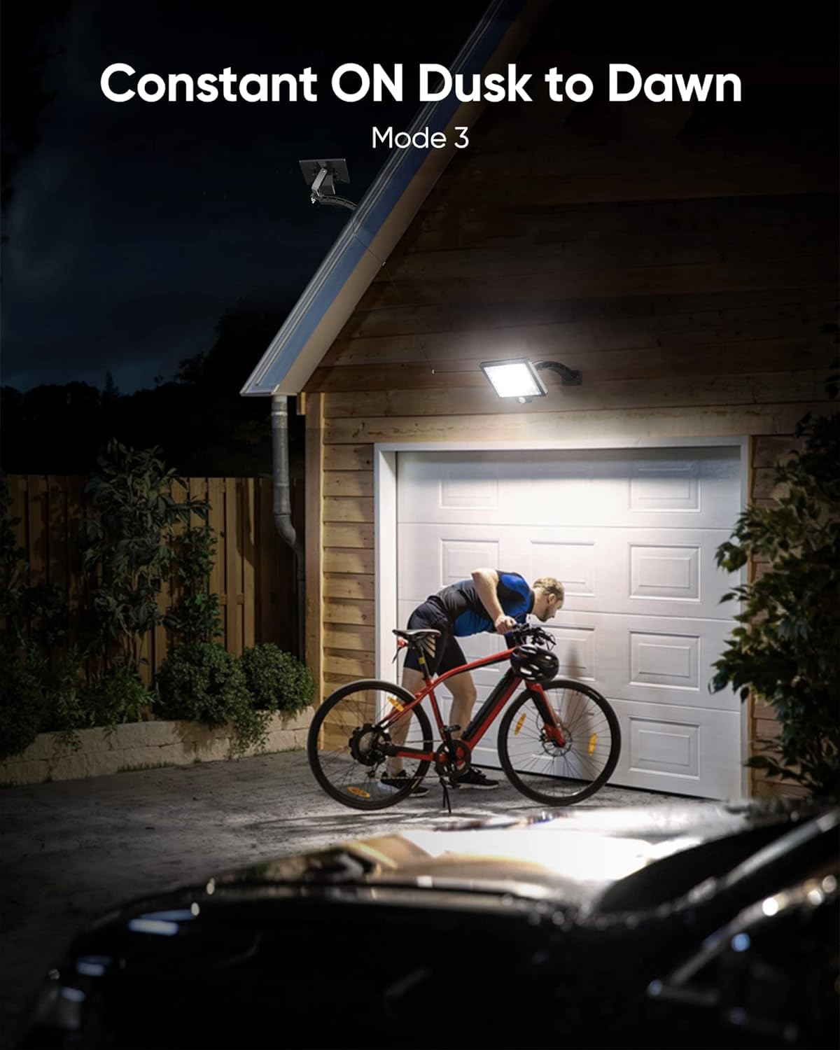 JACKYLED Solar Flood Lights Outdoor, 1000 Lumens, Motion Sensor, 48 LED, IP65 Waterproof, 3 Modes, Black, Model JACKYLED756