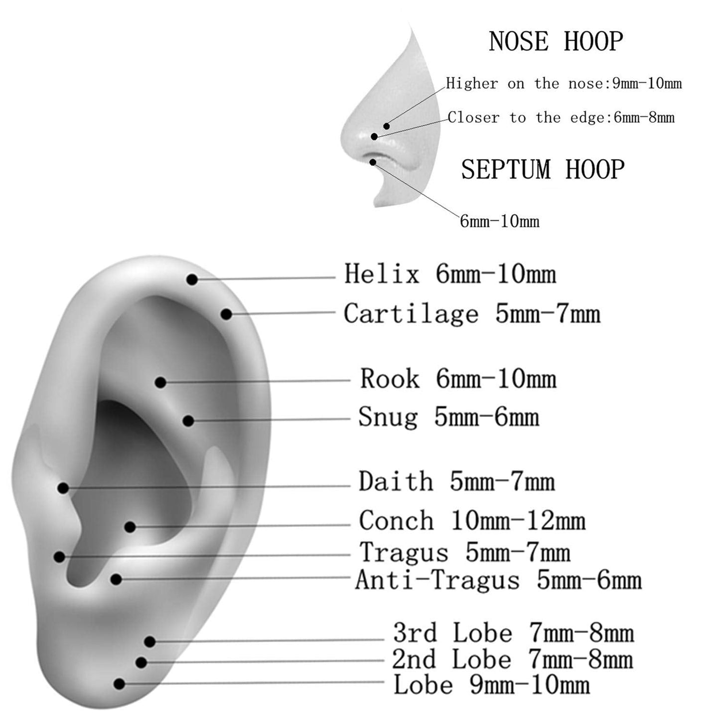 FOLLOWMOON 2pcs Pair 9mm Septum Ring Gold Nose Rings Hoop 18 Gauge Nose Hoop Helix Daith Tragus Hinged Segment Septum Clicker Li