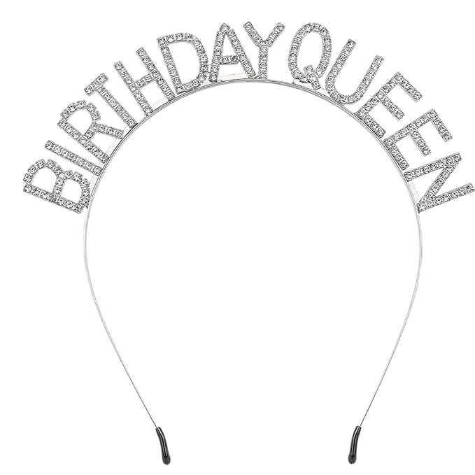AOPRIE Birthday Crown - Silver Tiara for Girls & Women - Princess Crown Rhinestone Headband - Happy Birthday Accessory