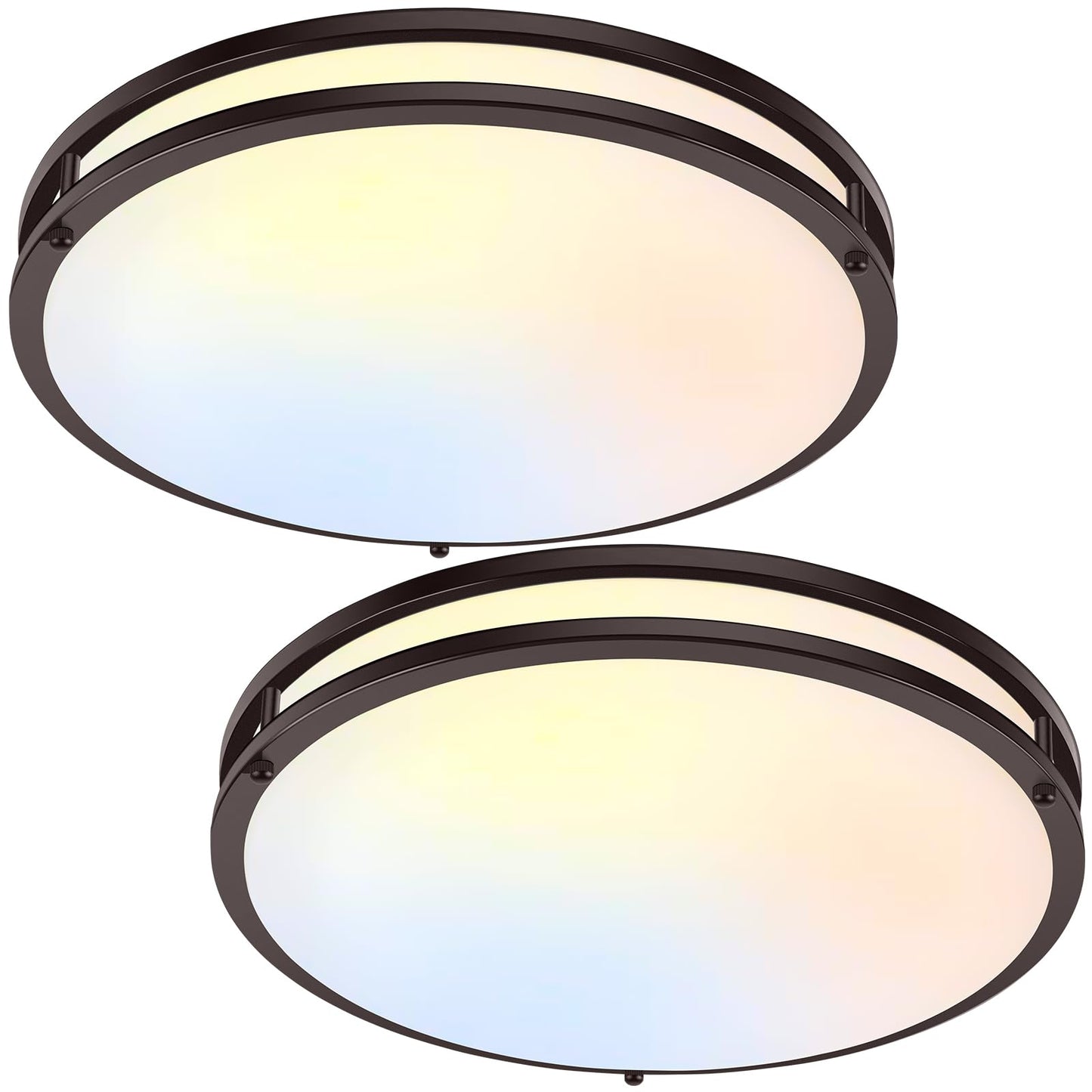 TOBUSA LED Flush Mount Ceiling Lights, 50W, Dimmable, 16in, Oil-Rubbed Bronze, 5600lm, 5CCT, 2-Pack,