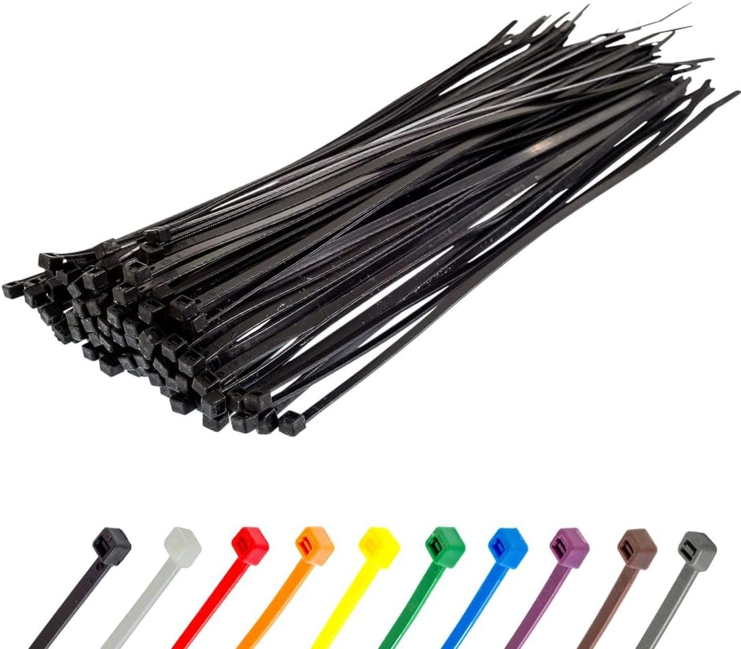 GTSE 12 Inch Black Zip Ties, 100 Pack, 40lb Strength, UV Resistant Long Nylon Cable Ties, Self-Locking 12" Tie Wraps