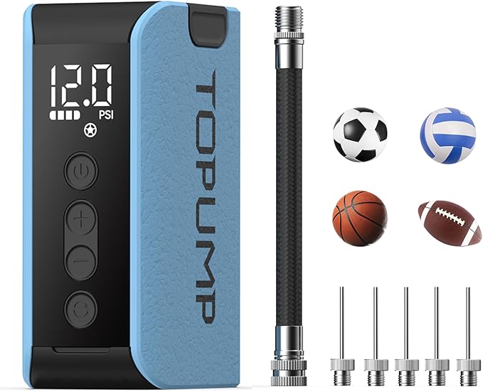 TOPUMP Electric Ball Pump with Inflation & Deflation, Portable Rechargeable Ball Pump with Pressure Gauge (Max 20PSI), Sui...