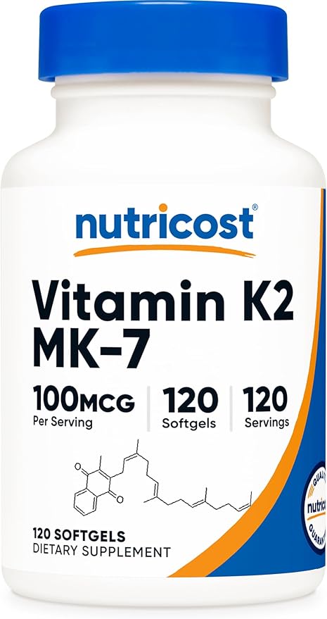 Nutricost Vitamin K2 MK-7 Supplement (100 mcg) 120 Softgels - GMO-Free