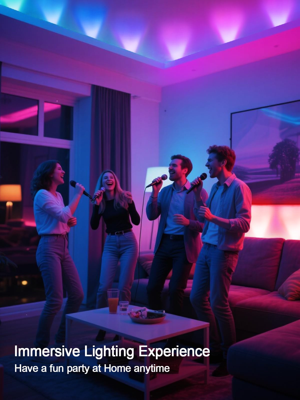 Tyute LED Strip Lights for 35-55in TV, 9.8ft RGB Color Changing Backlight, Music Sync, Remote Control, Plastic, Model T-DSTJD-3M