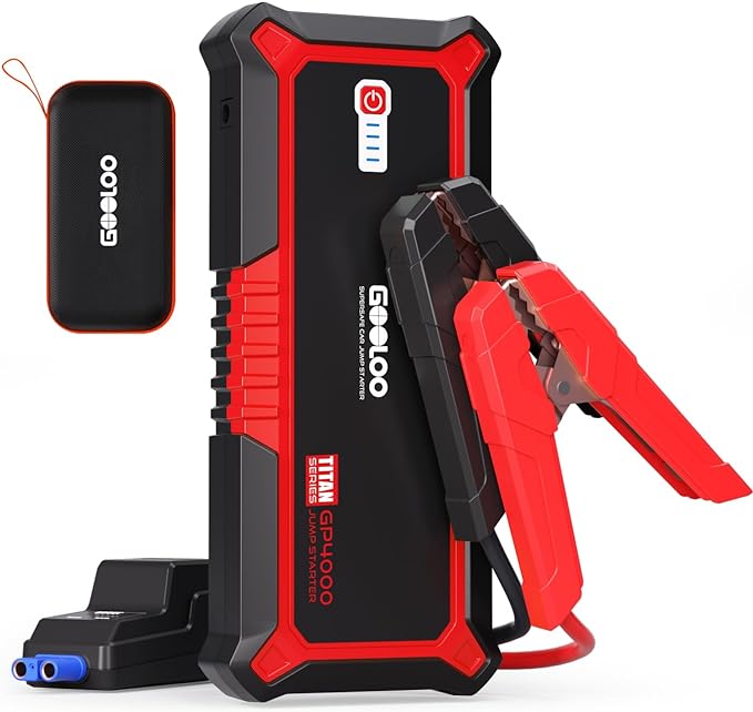 GOOLOO GP4000 4000A Peak Car Battery Jump Starter, Portable Battery Booster for Up to All Gas or 10L Diesel Engine, SuperS...