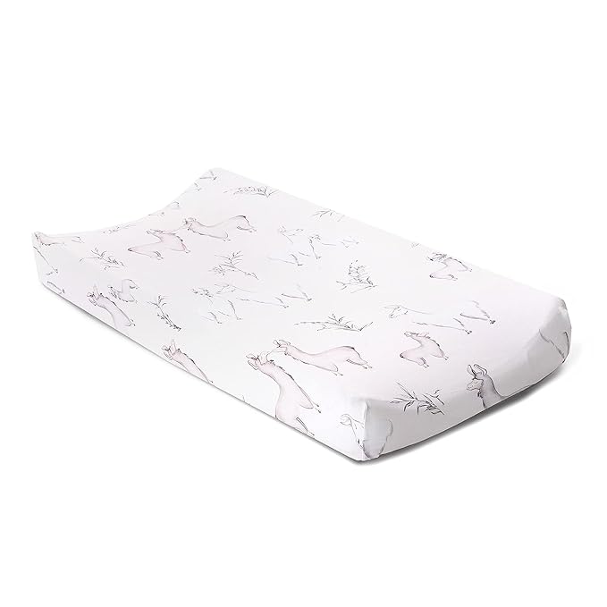 Oilo Changing Pad Cover, Breathable 100% Turkish Cotton Fitted Jersey, 300 Thread Count, Machine Washable, Fits Standard Changing Pads (32" x 16"), Girl, Boy, & Neutral Nursery Design, Llama