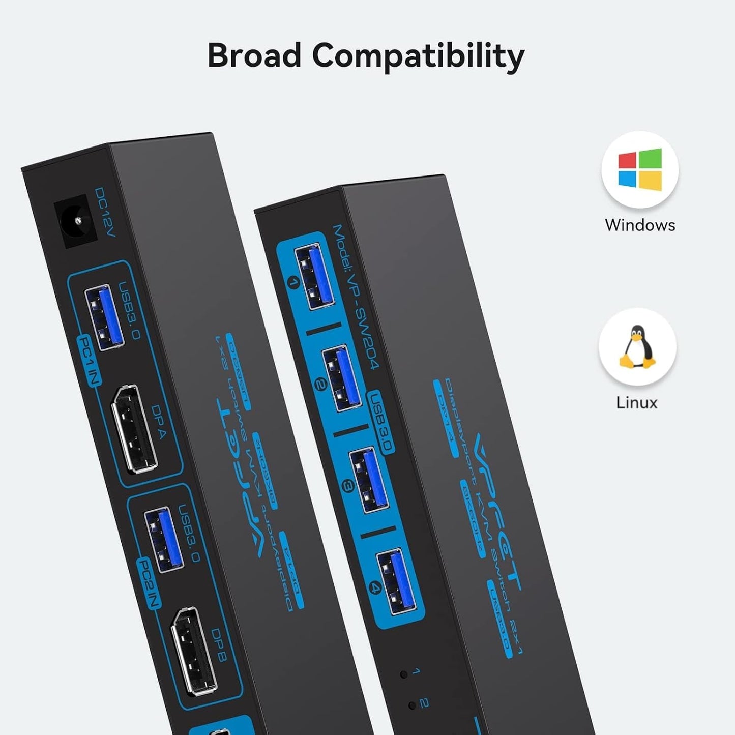 8K@60Hz Displayport Kvm Switch 1 Monitors 2 Computers USB 3.0 DP1.4 Kvm Switches Display Port for Two Computers Share Single Screen Mouse Keyboard and 2 Additional Peripherals