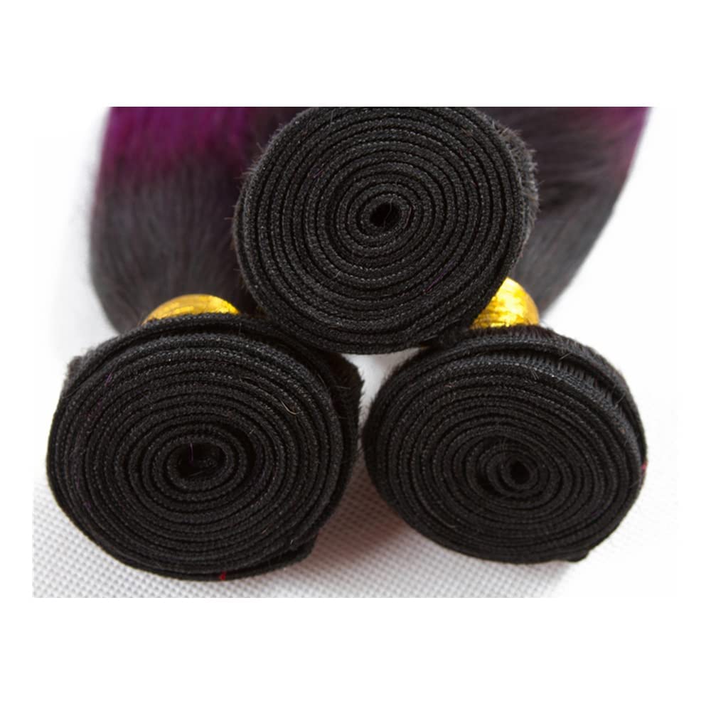 Lagalaga Bundles Human Hair 16 18 20 Inch Body Wave T1B Purple Human Hair Bundles Unprocessed Brazilian Virgin Hair Quick Weave