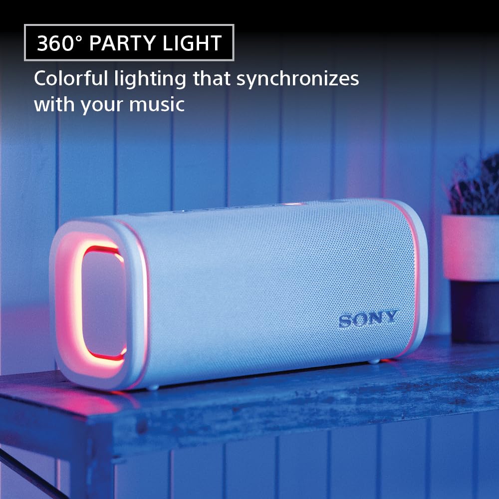 Sony ULT Field 5 Wireless Portable Bluetooth Speaker, IP67 Waterproof, Dustproof, and Rustproof with Enhanced Bass, 25 Hour Battery, 360° Party Light, and Shoulder Strap (SRSULT50B), Black
