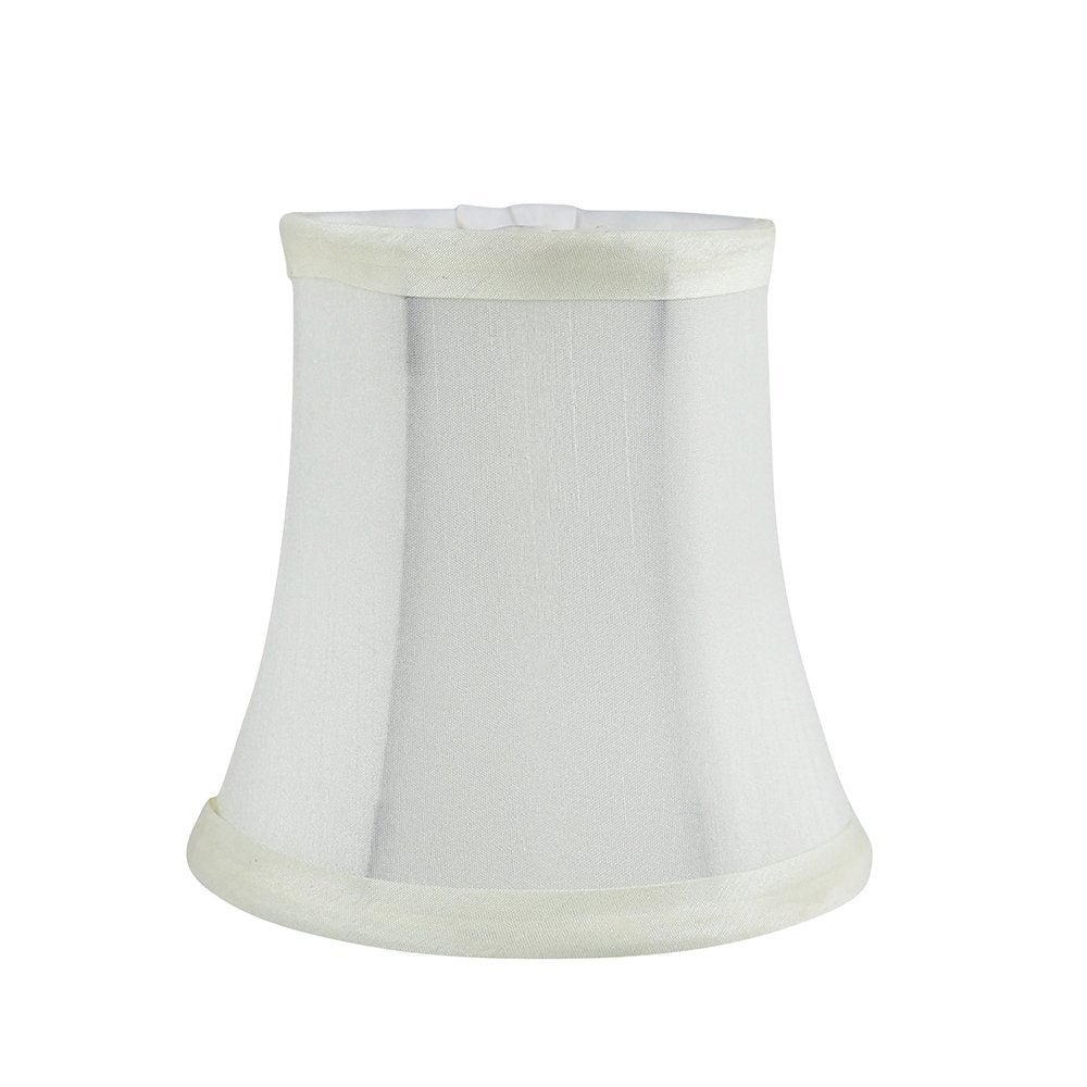 MERIVILLE Set of 5 Faux Silk Chandelier Lamp Shades, Softback Bell Shape, Clip-On Fitter, 3.5in x 5in x 4.75in, Eggshell