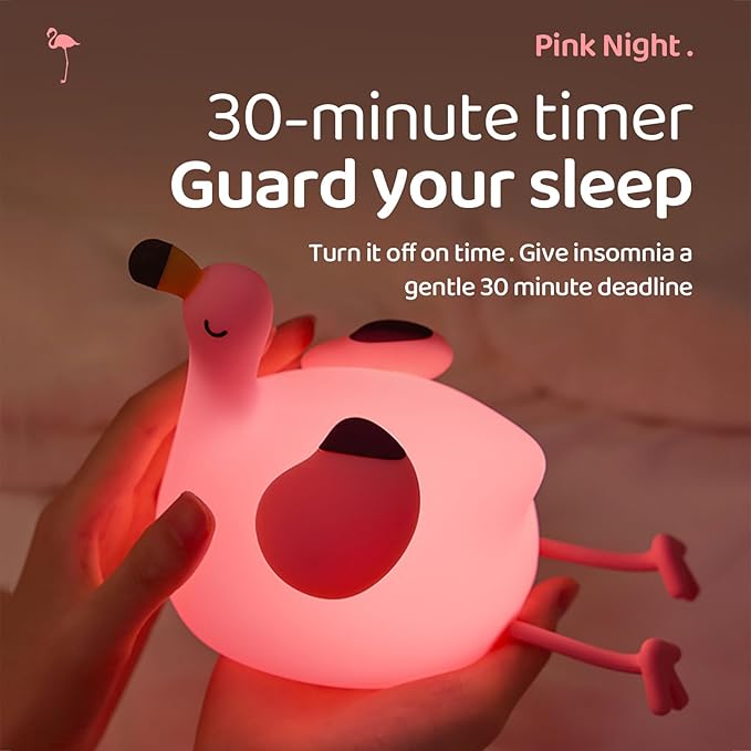 Night Light for Kids, Pink Flamingo Lamp Girls Trendy Gifts, Dimmable Silicone LED Funny Animal Baby Nursery Night Light, Rechargeable Bedside Nightlight Kawaii Pink Decor Toys for Home Bedroom Office