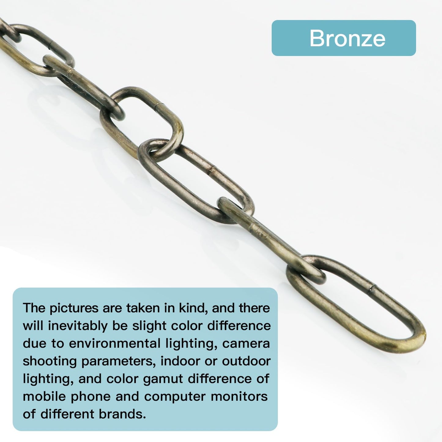 Helunsi Bronze Chandelier Chain - 6Ft Heavy Duty Iron Light Fixture Extension With Connection Link Lock
