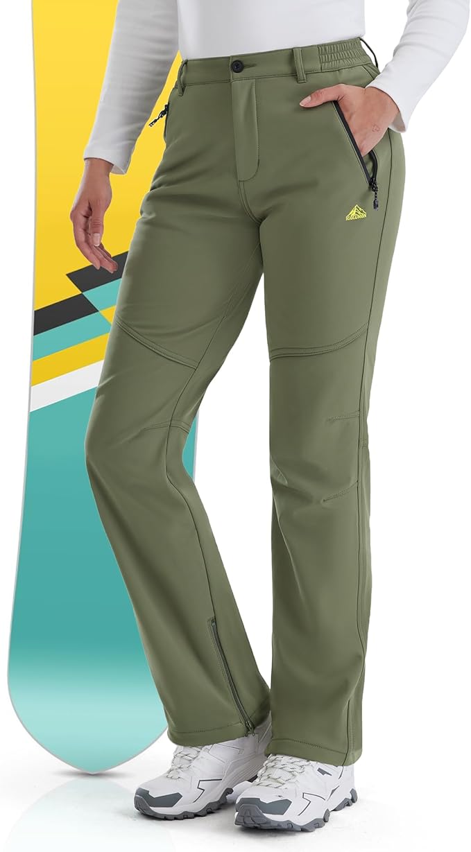 IGOLUMON Snow Ski Pants Womens Waterproof Fleece Lined Pants Winter Insulated Softshell for Hiking Snowboard Outdoor