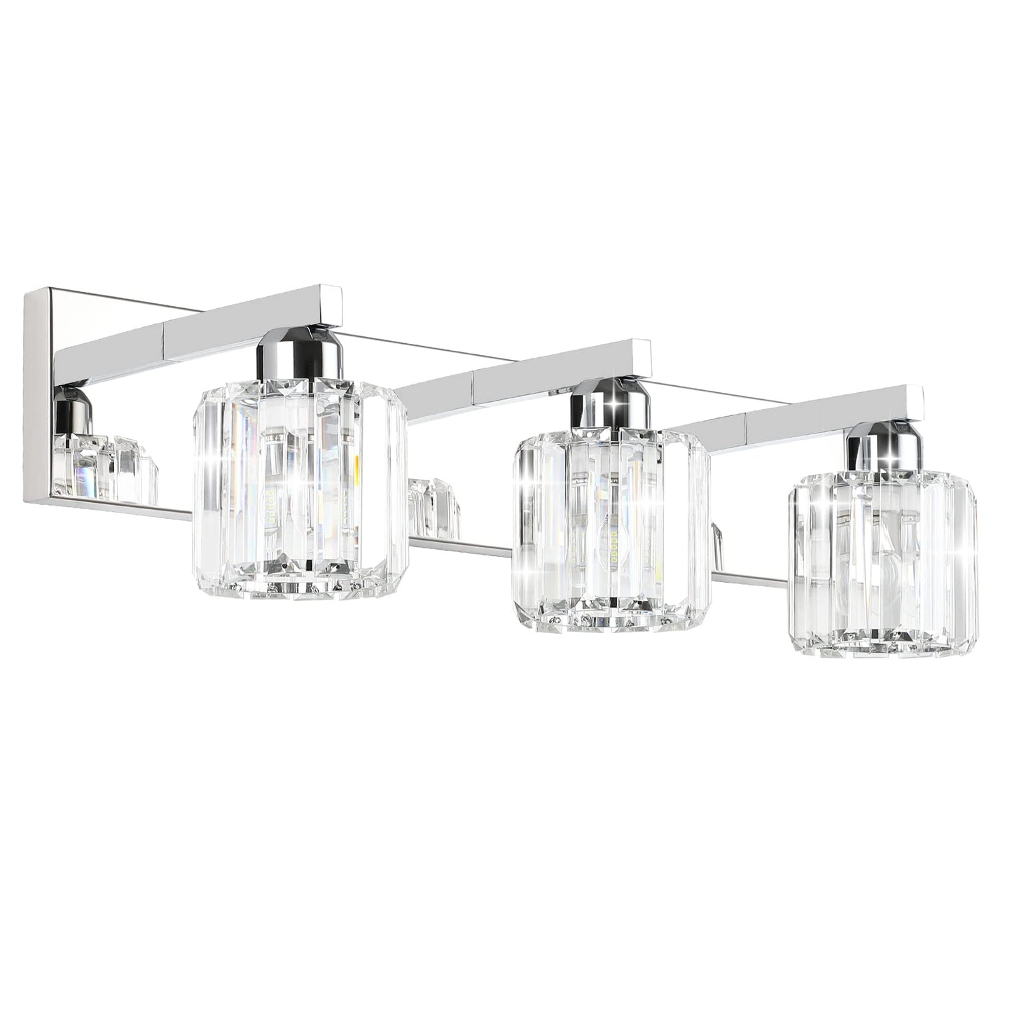 Aipsun Crystal Vanity Light Fixture - Modern 3-Light Wall Light For Bathroom, Chrome, 23 Inch, Model 8460